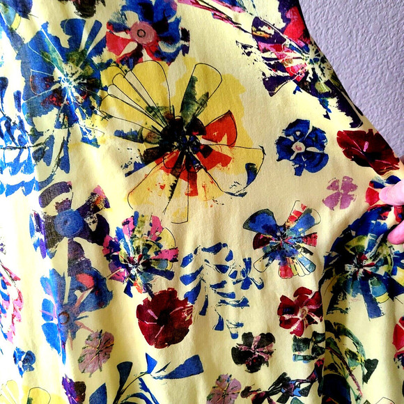 Anthropologie x Vanessa Virginia Halter Dress Sz 2 Floral Sundress‎ Yellow Strap - Picture 4 of 11
